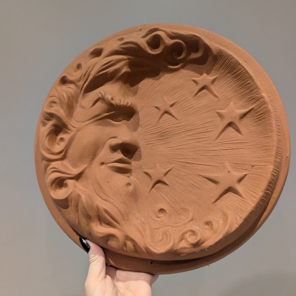 Man In The Moon Sun and Stars Wall Plaque -resin
